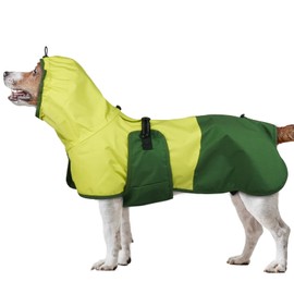 Small Dog Raincoat, Lightweight Dog Rain Jacket with Reflective Strips Water Proof Pet Clothes Rainy Days with Harness Opening(Green, S)
