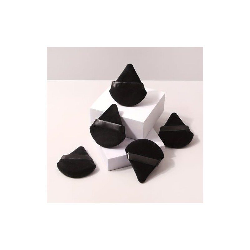 Velvety Triangle Powder Puff Set - Unscented, Suitable for Combination