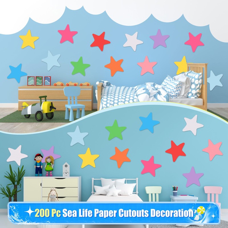 MixTeach 200 Pcs Starfish Cutouts Paper Tropical Starfish Shape Cut
