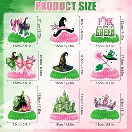 Hysagtek 9 Pcs Witch Theme Party Honeycomb Centerpieces, Pink and Green Party Decorations Double Sides Table Centerpieces Witch Theme Movie Birthday Party Supplies Decoration