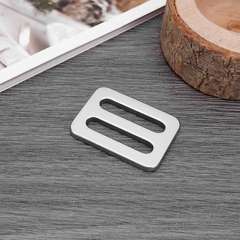 ECSiNG 4pcs Stainless Steel Webbing Double Hole Buckle Sliding Buckle