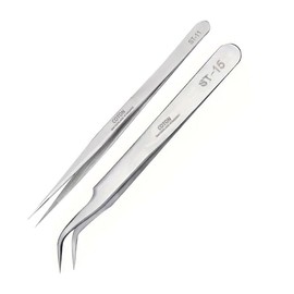 Tweezers, 2pcs Ultra-Precision Premium Stainless Steel Tweezers for Eyelashes, Nail Art & Jewelry Making