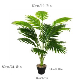 Zelihrdu Tall Faux Palm Tree Realistic Potted Silk Artificial Plants Indoor with Pot Floor Plant for Home Office Living Room Bedroom Outdoor Wedding Stairs Foyer Decor (31" Green)