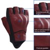 Harssidanzar Mens Gloves Half Finger Goatskin Leather Motorcycle Gloves GM037UK,