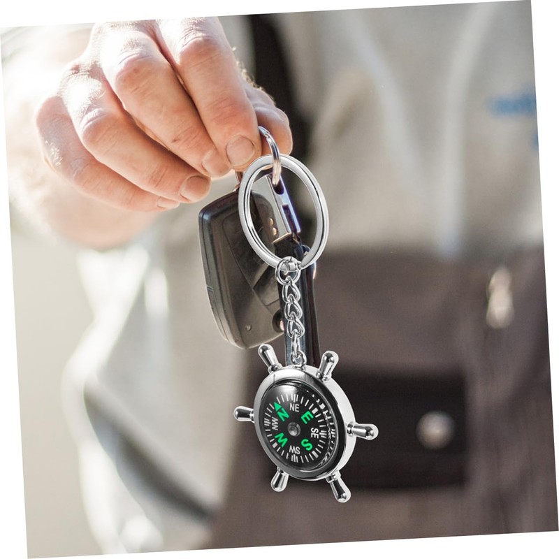 WOONEKY 1 Pair Compact Compass Keychain Lightweight Tool for Hiking