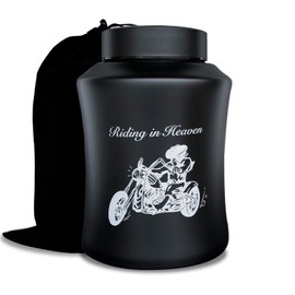 AODIYA Urnas De Cremación Grandes Para Cenizas Masculinas Y Femeninas Adultas, Urna Decorativa De Hasta 160 Libras Para Cenizas Humanas De Jinete Con Bolsa De Terciopelo (Motocicleta) Grande 160 Libras Coo
