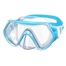 Findway Children's Diving Goggles, Swimming Goggles, Snorkel Mask for Boys Girls Teenagers, Diving Mask with Nose Cover, 180° Panorama, HD, Anti-Fog, Anti-Leak, Diving Goggles for Children 6-16 Years