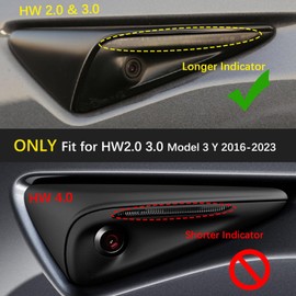 Gleway Signal Side Camera Cover HW 2.0-3.0, 2PCS TSL Side Camera Cover Wrap for Model 2020-2023 3/Y HW 2.0-3.0, Turn Signal Side Camera Cover Wrap Decoration Side Camera Stylish Decor, Glossy Red 2Pcs
