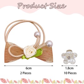 10 Pieces Of Transparent Flower Hair Clips With 2 Pieces Of Bow Hair Ties, Light Color Flower Clips, Cute Hair Clips For Girls, Sweet Bangs Clips, Non-Slip Hair Clips