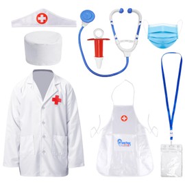 8-Piece Children'S Doctor Suit, Little Doctor Costume, Doctor Role Dress Up Set, Doctor White Coat, Nurse Cap, Children'S Medical Toys, Suitable For Playing The Role Of A Doctor
