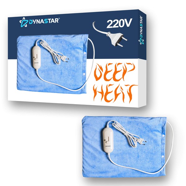 Dynastar 220 Volts Heating Pad 220v 240 Volt Heating pad with Moist/Dry, Fast Heating, Micro Fleece Soft Removable Washable Cover, (Will NOT Work in USA)