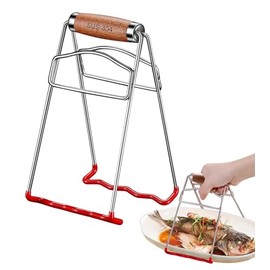 Ugotit Pinza de placa caliente, elevador de placa de acero inoxidable para platos calientes, cuencos y platos, agarre de placa de cocina para freidora