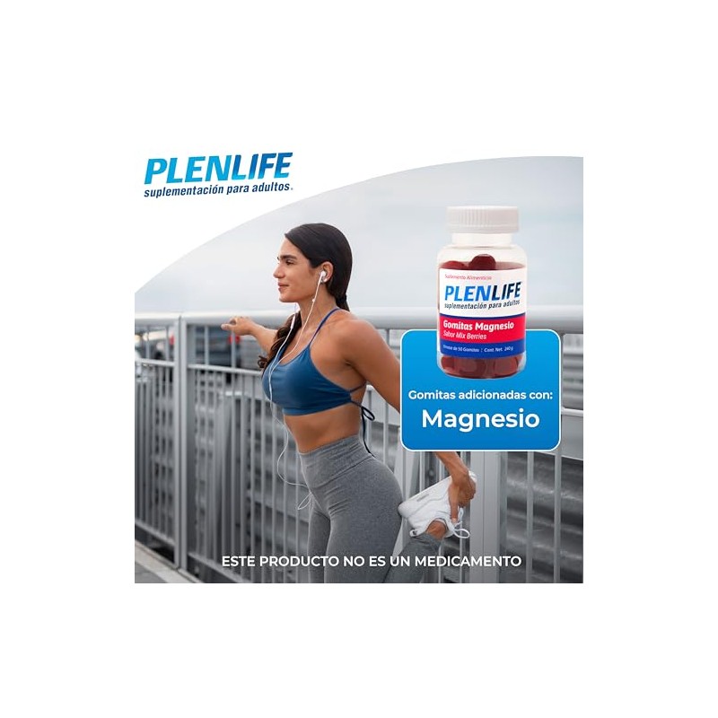 PLENLIFE Gomitas con magnesio sin azúcar sabor mix berries, 50
