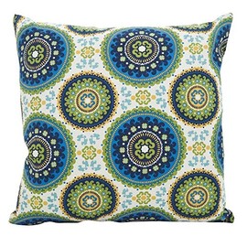 Fennco Styles Kaleidoscope Medallion 21 Inch Square Filled Decorative Throw Pillow – Crisp Blues & Citrons Cushion for Couch, Sofa, Bedroom, Office and Living Room Décor