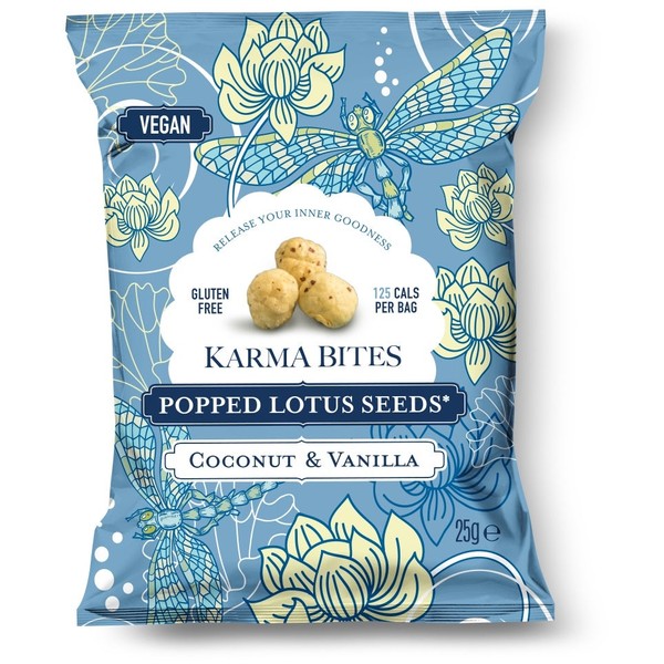Karma Bites Popped Lotus Seeds Coconut & Vanilla 25g x 5 Packets
