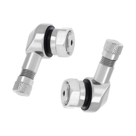 Yourkar 2 PCS Motorcycle Tire Valve Stems, 90 Degree Angle Metal Motorcycle Wheel Valve Stem, Aluminum Alloy Tire Tubeless Valve Stems with Rubber Ring, Motorcycle Accessories (Silver)