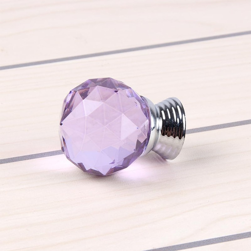 FEEIMOL Pack of 6 Colourful Crystal Cabinet Knobs, Drawer Handles,