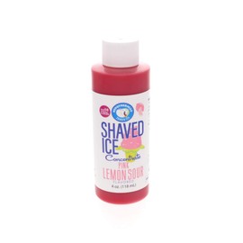 Pink Lemon Sour Shaved Ice and Snow Cone Flavor Concentrate 4 Fl Ounce Size (makes 1 gallon of syrup with sugar and water added)