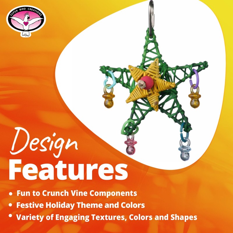 Super Bird Creations SB586 X-mas Star Bird Toy, Small Bird