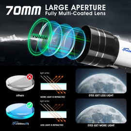 Telescope for Kids Beginners, Telescope for Kids 8-12, High Power 70mm Aperture 300mm Focal Length Astronomical Scope with Wireless Remote