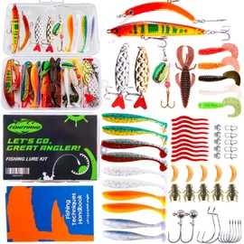 FONMANG Fishing Lures - Fishing Tackle kit with Fishing Spoons, Swim Bait, Jerk baits, Lure & Fishing Accessories, Bass Fishing Kit Also for Trout, Bluegill, Small Fishing Tackle Box for Freshwater