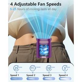 Clip on Fan for Shirt Belt Hip Pants-Compact Portable Waist Fan Rechargeable Long Lasting,Wireless Personal Body Fans that Blow Cold Air,Necklace Lanyard Cool Gadgets for Work Traveling Outdoor Purple