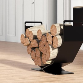 BRENNHOLZ Firewood Rack,17.72 Inches Decorative Heavy Duty Firewood Storage Rack Wood Holder for Indoor Outdoor (Black)