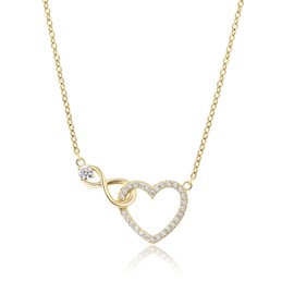 Meissa Unendlichkeits kette Herz Halskette Damen Silber 925 Gold Halskette Charm Zirkonia Herz Infinity Halskette Freundschaft Versprechen Geschenk Bijouterie Damen (Gold)