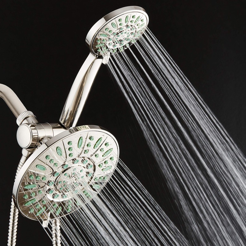 AquaDance Antimicrobial/Anti-Clog High-Pressure 30-setting Rainfall Shower Combo, Microban Nozzle Protection