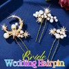 Kilshye Pearl Bridal Hair Pins Gold Star Wedding Hair Accessories