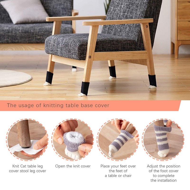 SING F LTD 24Pcs Furniture Leg Covers Set Cute Cat