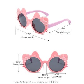 SJBNCai 3-Pairs Girls Sunglasses Kids Cute Pink Kitty Lovely Cartoon Sunglasses Aged 3-12 UV400 Protection