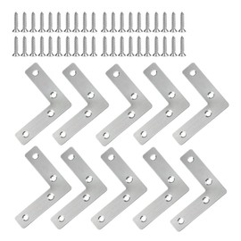 XFentech 5 - 12 Pieces Stainless Steel Flat Corner Brace - L Shape Repair Joining Mending Flat Plate Bracket with Screws, with Screws, 60*60mm