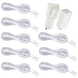 Tellegloww 8 Packs 9.84ft Extension Cables Compatible with AIBOO LED Under Cabinet Puck Lighting, 2 Pin Male and Female Cable Connector Extension Cords for LED Puck Lights, White Cords