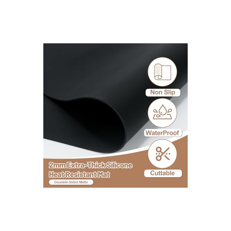 Cafunner Silicone Heat Resistant Mat - 2MM Thick Countertop Protector