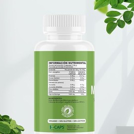 BE NAT | MORINGA HOJA | 120 cápsulas Veganas de 500mg | Fácil absorción a base de Hoja de Moringa 100% Pura, Certificada Libre de Químicos, Calidad Premium | PURE MORINGA | Suplemento Alimenticio Natural.