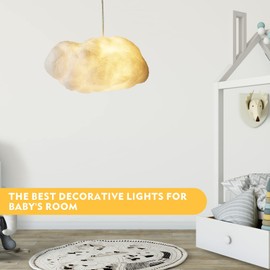 Modern Floating White Cloud Pendant Hanging Light Nordic Cotton Ceiling Light Fixture Girls Children's Living Room Bedroom Hotel Lobby Restaurant Clothing Store Chandelier (27.6Inch)