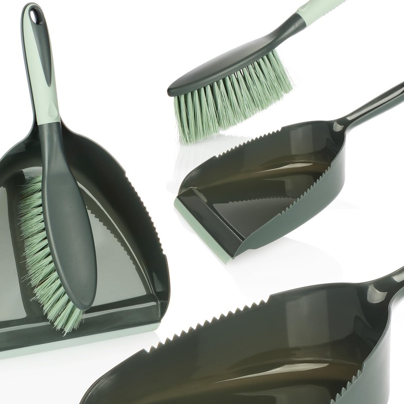 com-four® 3-Piece Cleaning Set - Hand Brush, Dustpan, Hand Brush