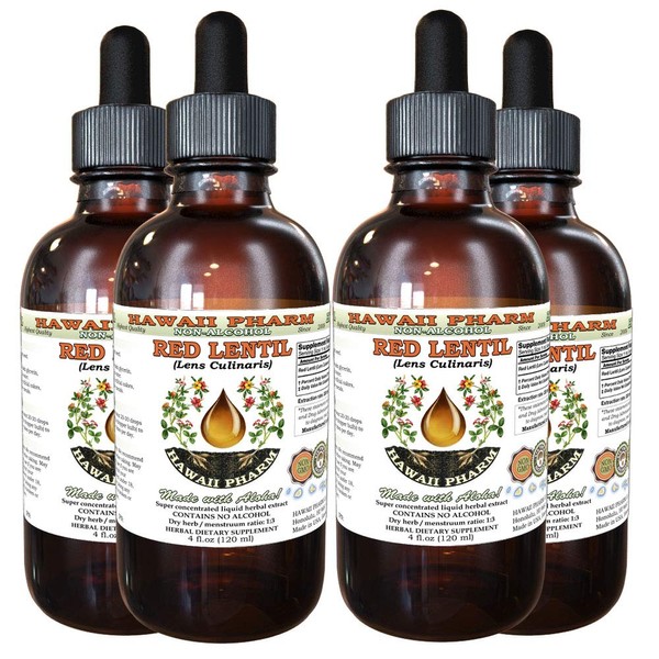 Red Lentil (Lens Culinaris) Tincture Dried Seed Alcohol-Free Liquid Extract, Red Lentil, Glycerite Herbal Supplement 4x4 oz