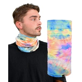 Basic Sense Tie Dye Soft Multifunctional Neck Warmer Gaiter Headwear Wind Protection Scarf Tube Snood Winter Sports Face Coverings, Pastel