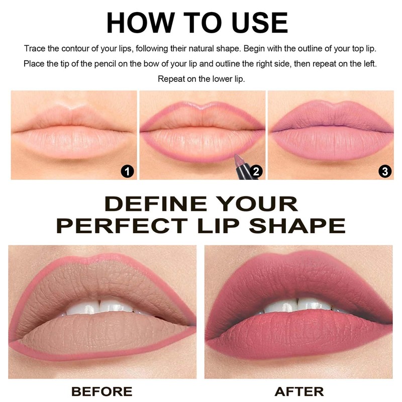 Matte Lip Liner, Cream Lip Liner Pen, Smooth Lipstick, Lip