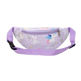 Bum Unicorn Belt Bag, Children's Bum Bag, Hip Bag, Waist Bag, Fanny Pack, Fabric Nylon Money Belt for Children, Grils, Boys, Running, Hiking, Travel, Sports, Purple, pink