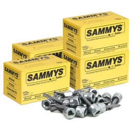 Everflow Sammys 8041957-100 DST 15 3/8 Inch Vertical Threaded Rod Anchor Designed Structure, Steel w/Electro-Zinc, Corrosion Resistance, 1/4-14 x 1-1/2 Inch Screw Length (Pack of 100), 100 Piece