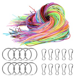 Zanfqvo 200 Pieces Scooby DOO Ribbons - 20 Colours Scoubidou Ribbons with Keychain and Hooks - Ribbons for Crafts for Bracelets, Key Chains, Necklaces - DIY Braided Cords Craft Set