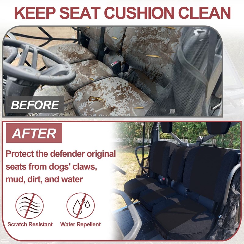 StarknightMT UTV Defender Seat Cover, Waterproof Dustproof Seat Covers Black