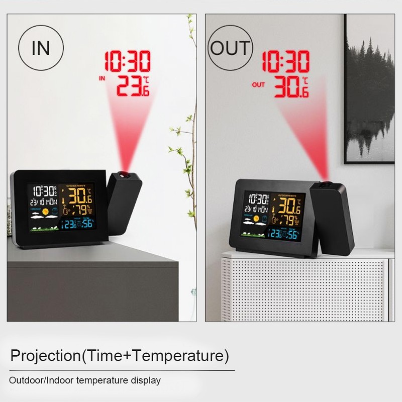 Weather Forecast Temperature Detection Projection Alarm Clock Waterproof Digital Clock
