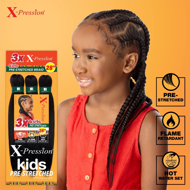 Sensationnel X-Pression Prestretched Braiding Hair - 3X Kids Braid 28