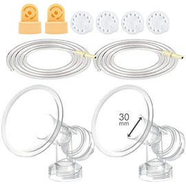 Maymom MyFit Breast Pump Kit for Medela Pump in Style Pumps; 2 One-piece Breastshields (Extra Large, 30 mm), 2 Valves, 4 Membranes, & 2 Tubes for Pump-in-Style Advanced Sold After July 2006; Replace Medela PersonalFit 30 mm Breastshield & Personal Fit Co