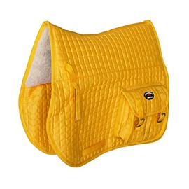 Challeger Horse Saddle Pad English Ausie Quilted Fleece All-Purpose Pockets Yellow 72144
