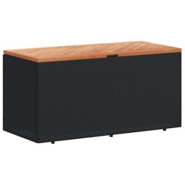 Udorich Elegant Patio Storage Box for Practicality and Style, Durable Rattan Design with Acacia Wood Top, 43.3"x19.7"x21.3"